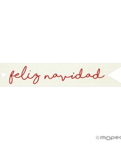 Tarjeta banderola Feliz Navidad rojo 11x2cm.(preciox20u) min.20